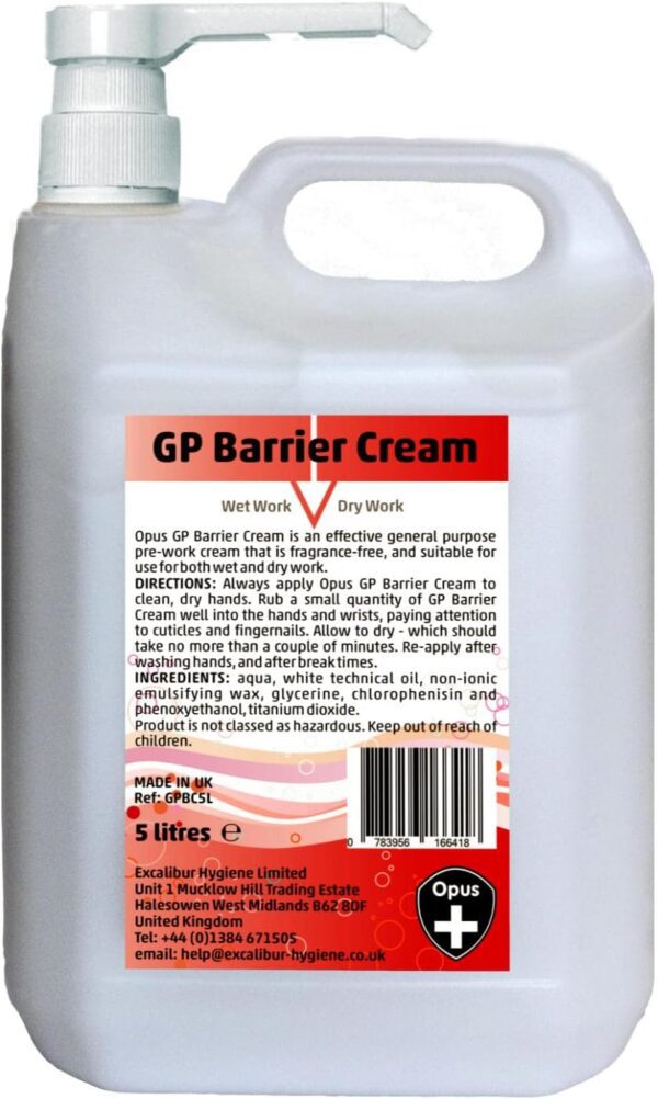 Opus GP BARRIER CREAM - single 5 litre jerrycan WITH PUMP GPBC5LP